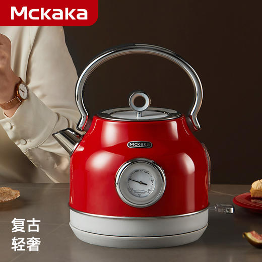 Mckaka复古烧水壶家用民宿酒店宾馆高端304不锈钢1.7升电热水壶 商品图6