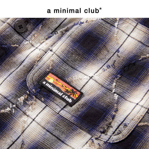 a minimal club美式高街100%棉格纹布棉服毛边菱格绗缝棉AM5APJ02 商品图3