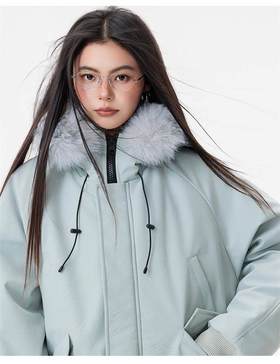 【YW】无忧购男女同款大口袋貉子毛帽子可拆卸防风御寒保暖棉服65001