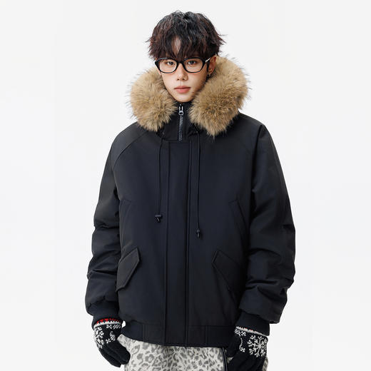 【YW】无忧购男女同款大口袋貉子毛帽子可拆卸防风御寒保暖棉服65001 商品图4