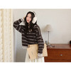 鹿向南「旧书栖光」慵懒复古风条纹咖色毛衣女秋冬宽松针织衫上衣 商品缩略图3