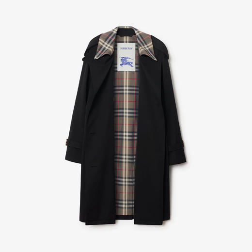 BURBERRY 巴宝莉 女士卡斯尔福德版型 – 中长款格纹衣领 Trench 风衣 黑色 8113626 A1189 商品图1