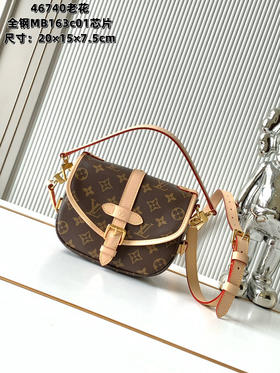 秋冬特惠💰1230 渠道级LV【全钢五金 MB163c01变码芯片】te级LV 全套包装 M46740老花 迷你双子星  Monogram帆布Saumur BB手袋