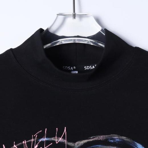 SDSA男士秋冬新款痞帅男装潮牌撞色手绘字母立领长袖T恤休闲百搭 商品图1