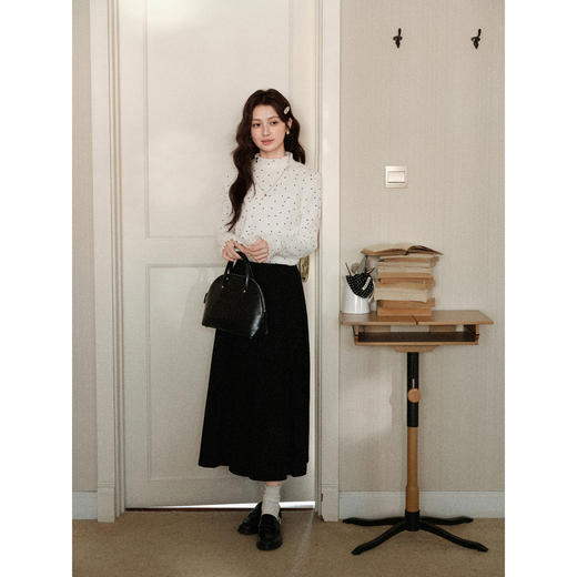 鹿向南「绒点絮语」杏色波点显瘦打底针织衫女秋冬半高领长袖上衣 商品图2