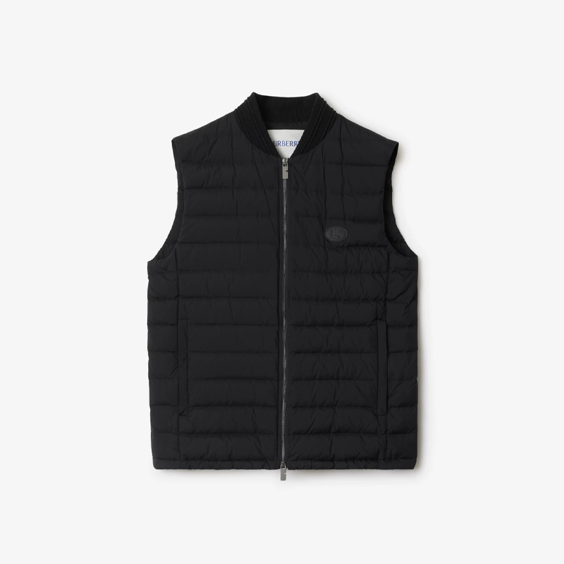 BURBERRY 巴宝莉 男士马术骑士徽标贴片尼龙羽绒马甲 黑色 8110274 A1189