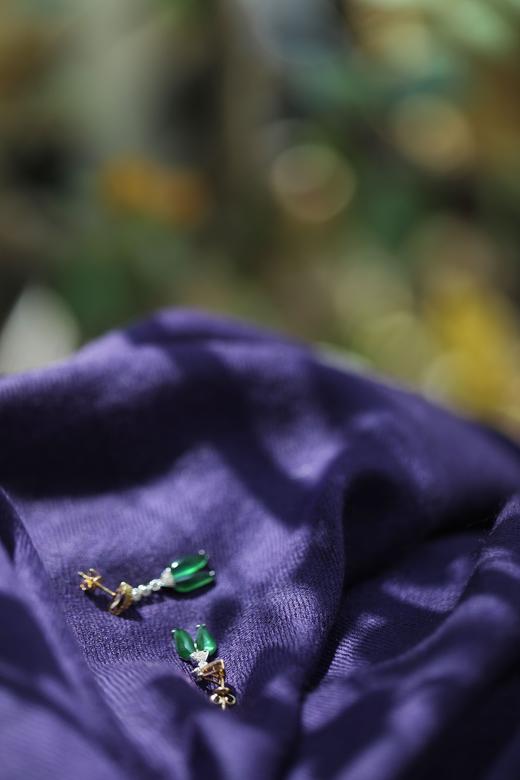 老坑高冰蓝绿翡翠 | 郁金香耳环 商品图2