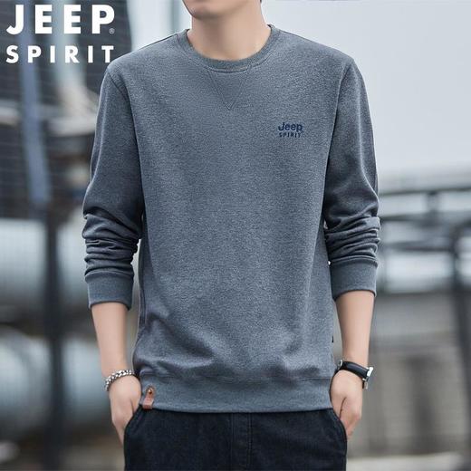 JEEP SPIRIT舒适圆领卫衣男士宽松潮流纯色长袖上衣HL7195新 商品图0