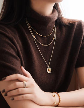 汤唯同款解锁温柔知性能量虎眼石毛衣项链