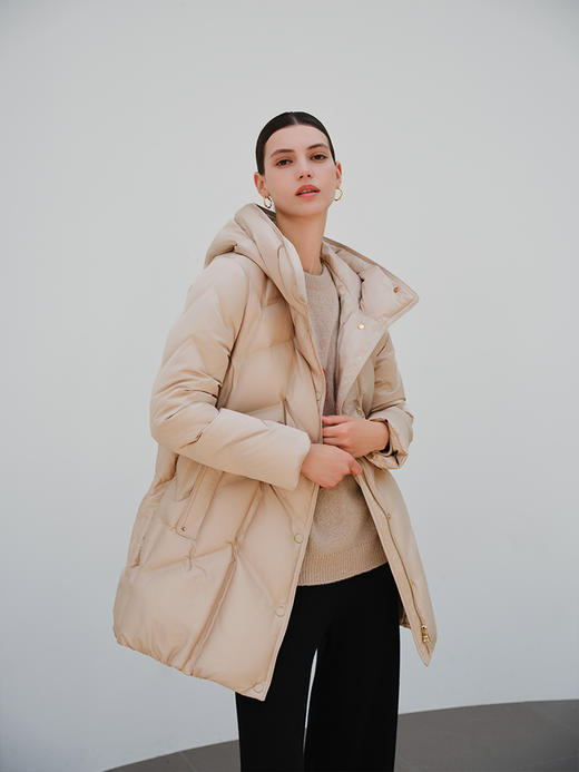 【中长款连帽羽绒服】25年冬季女士新品90白鹅绒舒适保暖羽绒服外套 商品图1