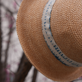 【林栖设计小店】东阳手工蓝染草帽（植物染色）LX1125003