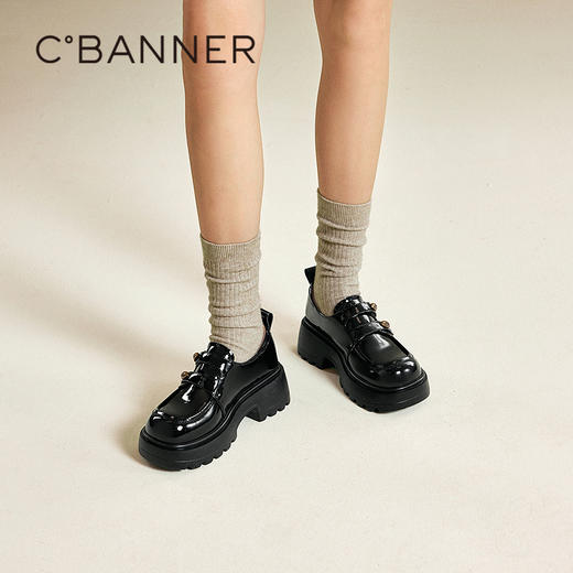 【云粉节】BF楼千百度漆皮厚底乐福鞋女2026春季小皮鞋圆头深口单鞋A26138005吊牌价1099活动价799 商品图0