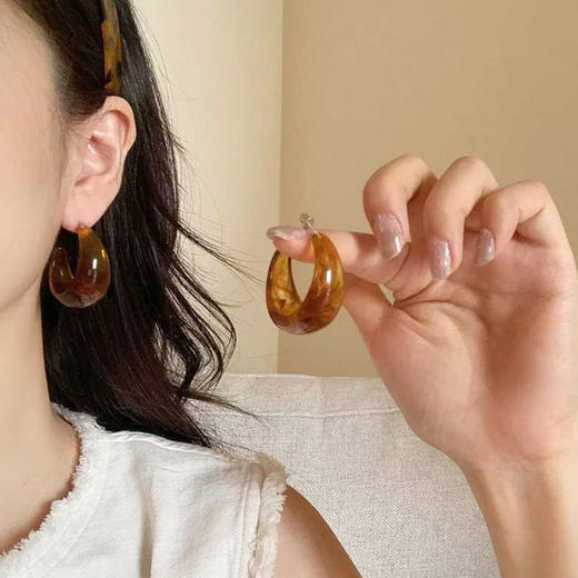 复古树脂晕染C行吊坠耳钉-纪念日百货门店同款166545959 商品图1