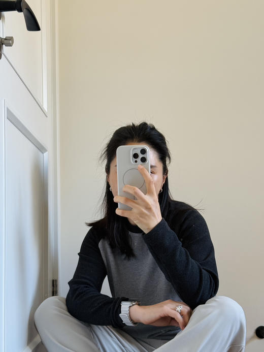 25秋冬--德绒 拼色插肩袖圆领长袖T【包邮+三天无理由退换】 商品图8