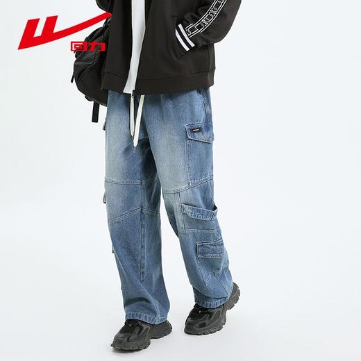 回力工装牛仔裤男2025春秋新款美式高街阔腿休闲裤宽松直筒长裤子 商品图6