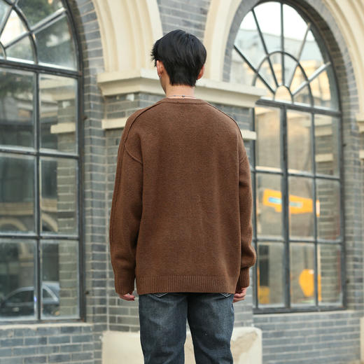 DRONKOO 2025 圆领袖子夹圈反边含羊毛厚毛衣 商品图4