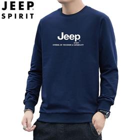 JEEP SPIRIT卫衣男秋新款潮圆领长袖t恤宽松男体恤衫男装7607(主推）