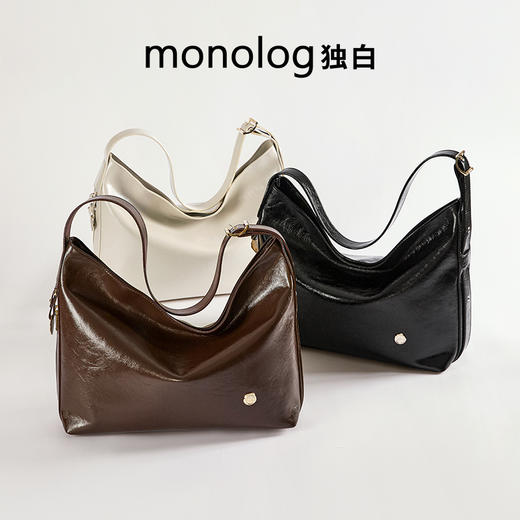 【秋冬新品】独白X卡拉羊云游系列托特包油蜡皮单肩通勤女包D4515 商品图7