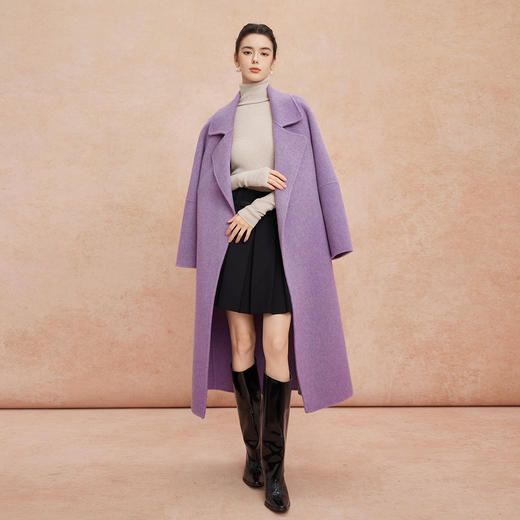 QH930斯尔丽2025新款杂花色轻柔慵懒风气质高雅廓形方式羊毛大衣 商品图8