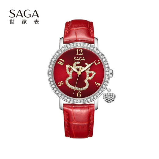 SAGA世家表女士手表时尚 轻奢高级感限定款腕表红色时装女士手表 商品图1