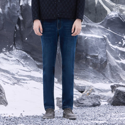 半身缘男裤 冬季休闲百搭舒适牛仔裤254101M10130157 商品图1