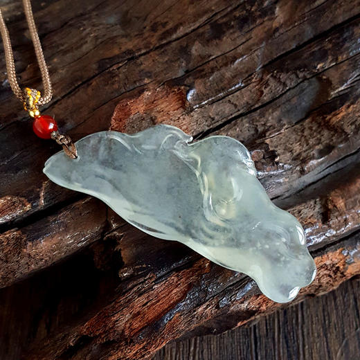 【天然正品】A货翡翠天然收藏级细腻冰种木那雪花棉祥云随型翡翠吊坠项链70.8*31.1*8.2MM（皆取最大值）女士020725AH18 商品图5