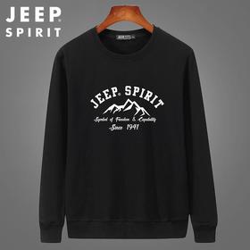 JEEP SPIRIT秋季上衣男圆领男宽松潮流卫衣男秋季休闲秋装HL6529