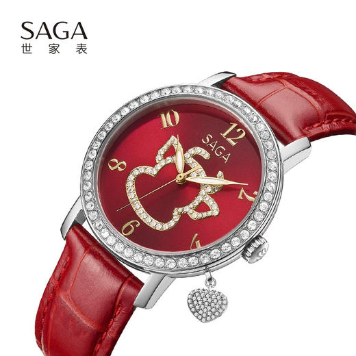 SAGA世家表女士手表时尚 轻奢高级感限定款腕表红色时装女士手表 商品图2