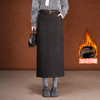 毛呢加绒直筒裙，中长款高腰开叉包臀一步裙MYX-KDFY-01259-L 商品缩略图0