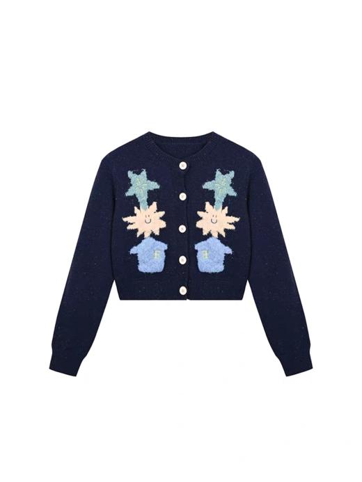 马得工地/MDGDMY13240/撞色涂鸦开衫仿羊驼毛毛衣 商品图3