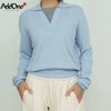 AddOne+1New早秋休闲日常翻领假两件针织衫长袖混纺羊毛柔软 商品缩略图0