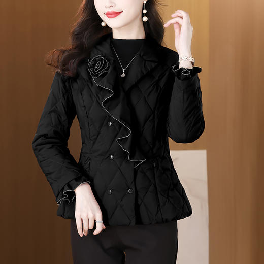 AHM xwf8808时尚复古花朵保暖棉衣气质荷叶边短外套 商品图1