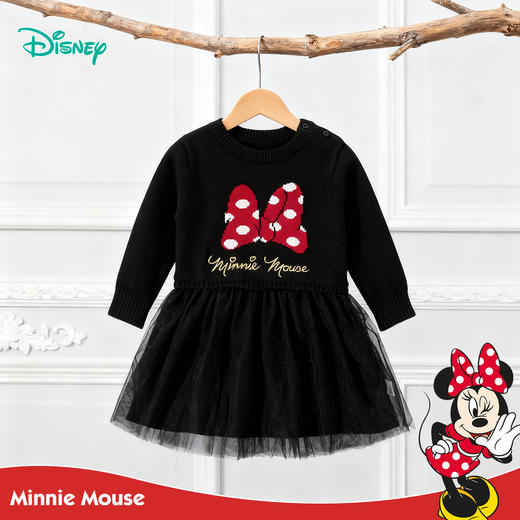 迪士尼儿童女童秋季黑色毛衣长袖连衣裙214DQ0085 商品图3
