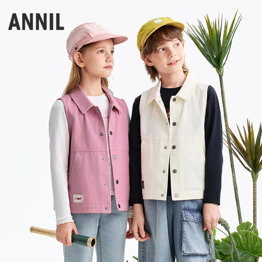 男女童翻领马夹春季新款安奈儿童装EM612562 商品图0
