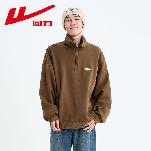 回力春秋新款美式套头长袖卫衣宽松立领半拉链复古外套加厚上衣 商品图8