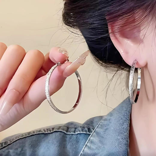磨砂素圈耳环精致个性设计耳饰-纪念日百货门店同款165804752 商品图2