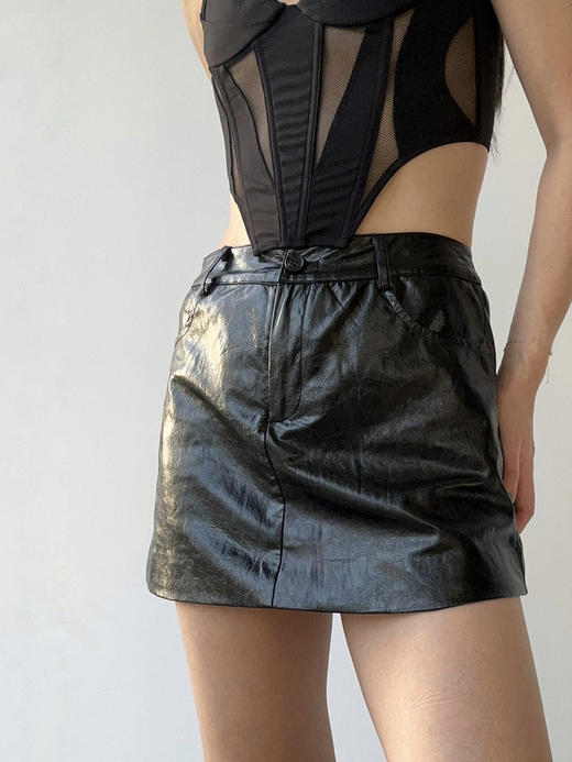 SIJIA｜AW2520 黑油蜡皮短裙（含裤子内胆） 商品图8