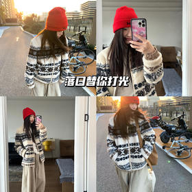 新品上身 | 费尔岛外套搭红帽点亮落日，氛围出片 落日替你打光🎂