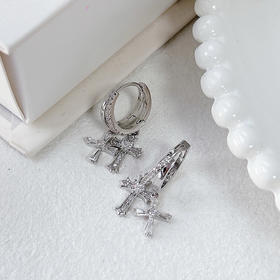 双十字架锆石耳坠嘻哈潮耳扣-纪念日百货门店同款165803979