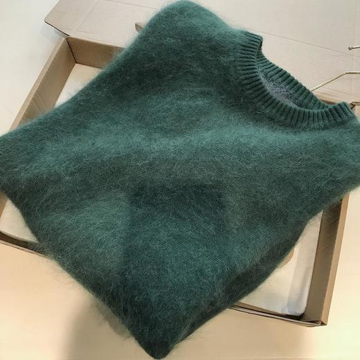 暗松绿！清冷又高级，体感绝了~2025羊绒羊毛拉绒双色针织毛衣！ 商品图1