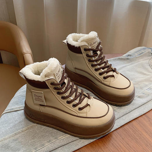 【暖绒休闲高帮棉鞋】加绒加厚上脚暖5℃，御寒防风柔软厚实，不汗脚不臭脚，不累不磨脚，4cm厚底显瘦显高 商品图4