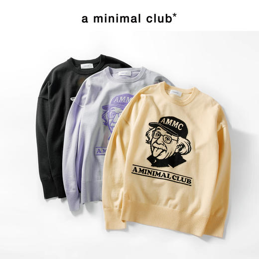 a minimal club吐舌爱因斯坦印花包芯纱毛衣羊毛混纺套头AM5ASW05 商品图0
