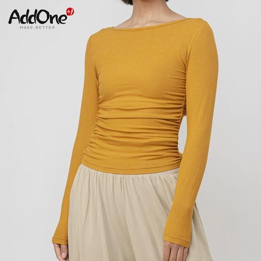 AddOne +1瑜伽普拉提运动一字领露背褶皱收腰高弹亲肤长袖 商品图0