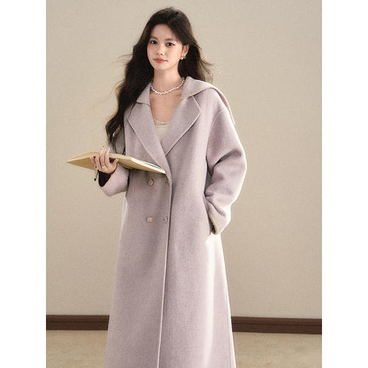 鹿向南「波斯蜜语」紫色呢子大衣女冬装新款洋气长款加厚保暖外套 商品图0
