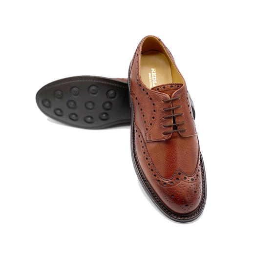 断码特价英码8.5（42.5码）——英国原产翼型雕花布洛克男士德比正装鞋Doddington 道丁顿-全粒面红棕色小牛皮 商品图6
