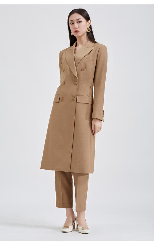 【积分兑换】阿菁娜经典平驳领西装式风衣修身优雅简约中长款大衣A27C205019.1 商品图4