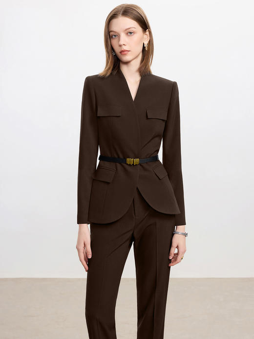 IWY/高级感V领爆款棕色西装套装女秋冬新款气质工作服通勤职业装CP2559 商品图1