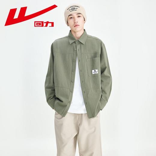 回力衬衫外套男士春秋潮牌2025新款复古翻领宽松上衣黑色工装夹克 商品图3