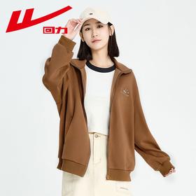 回力灰色外套女2025秋季新款休闲宽松韩系慵懒风薄款卫衣拉链开衫
