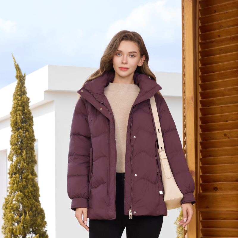 半身缘女装 冬季基础百搭连帽休闲百搭棉服254213M05440109